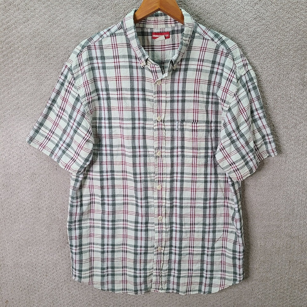 Vintage Unionbay Shirt Mens XL Multi Plaid Button Down Seersucker Cotton SS